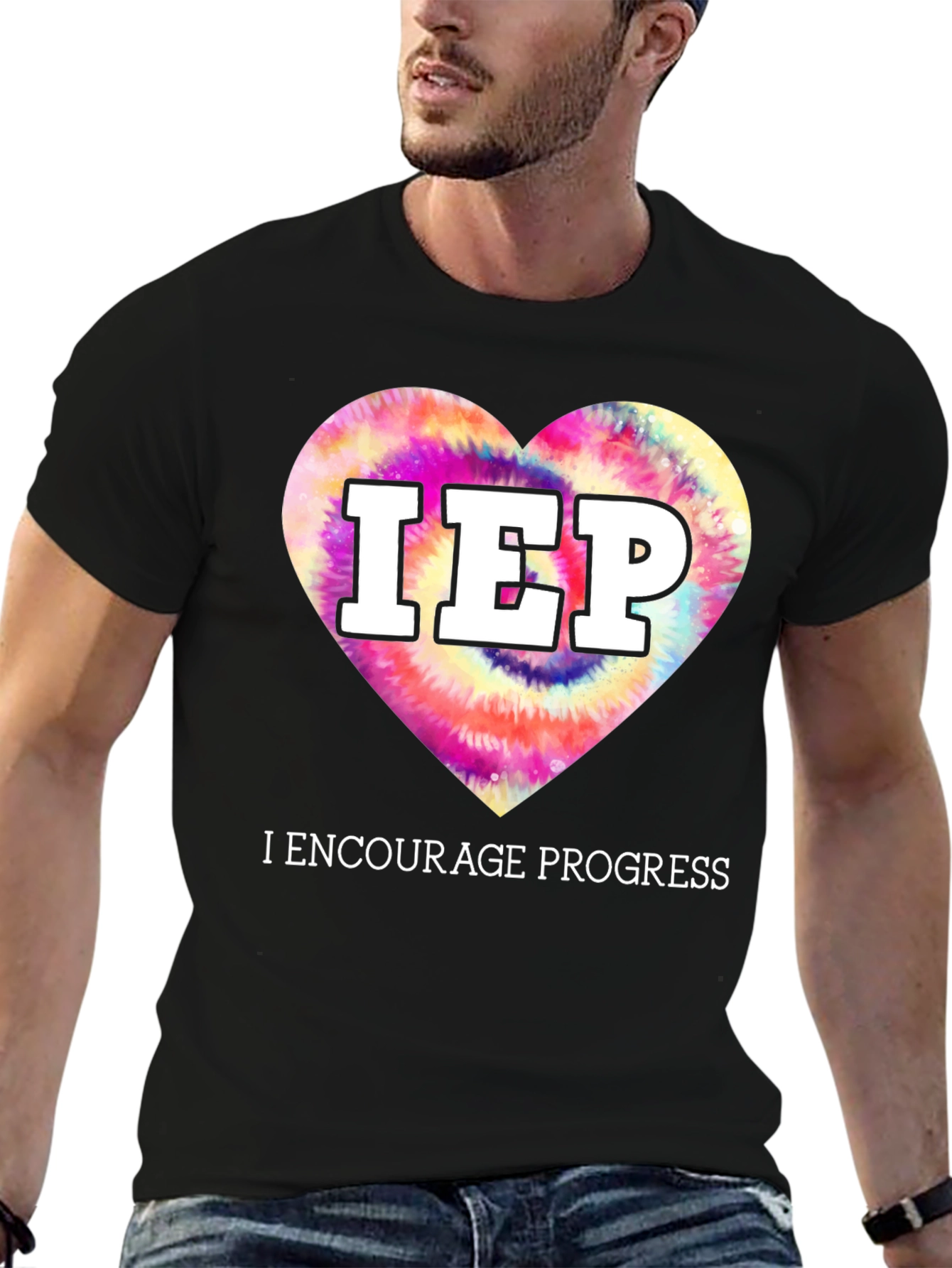 IEP I Encourage Progress T-Shirt - Tie Dye Heart