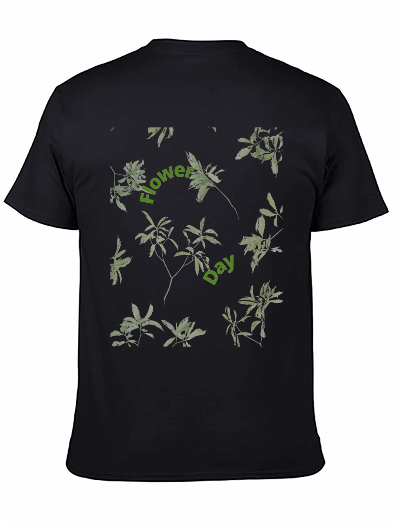 Floral Print Black Tee - Flower Day Design