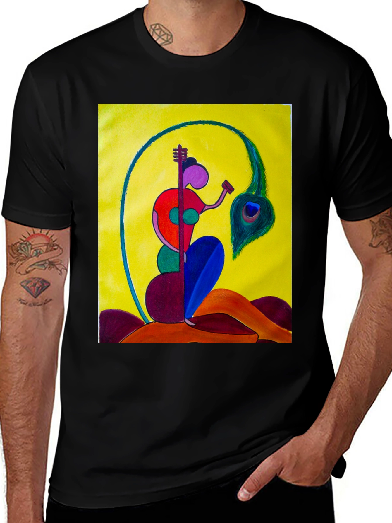 Abstract Art Printed Black T-Shirt
