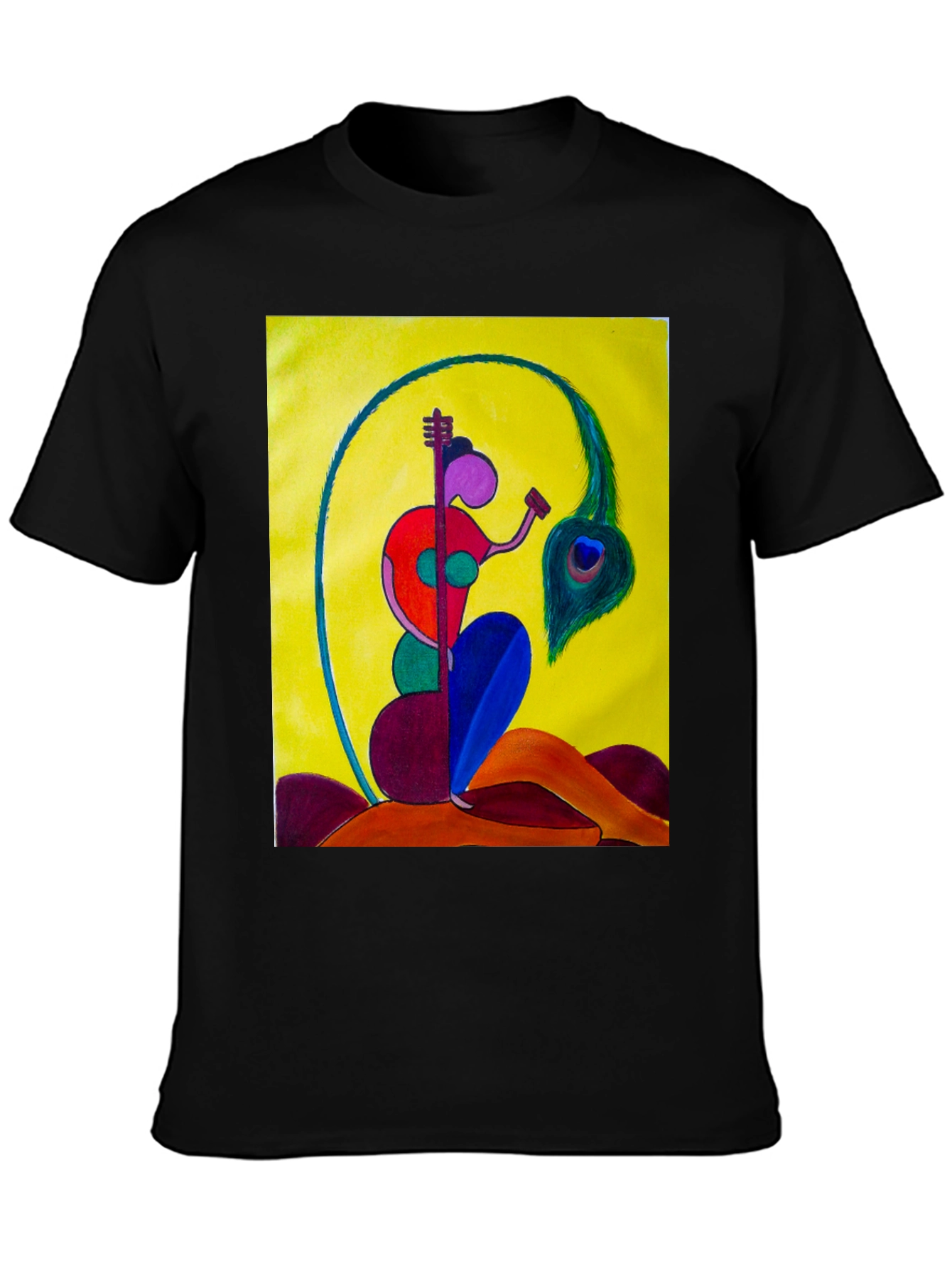 Abstract Art Printed Black T-Shirt