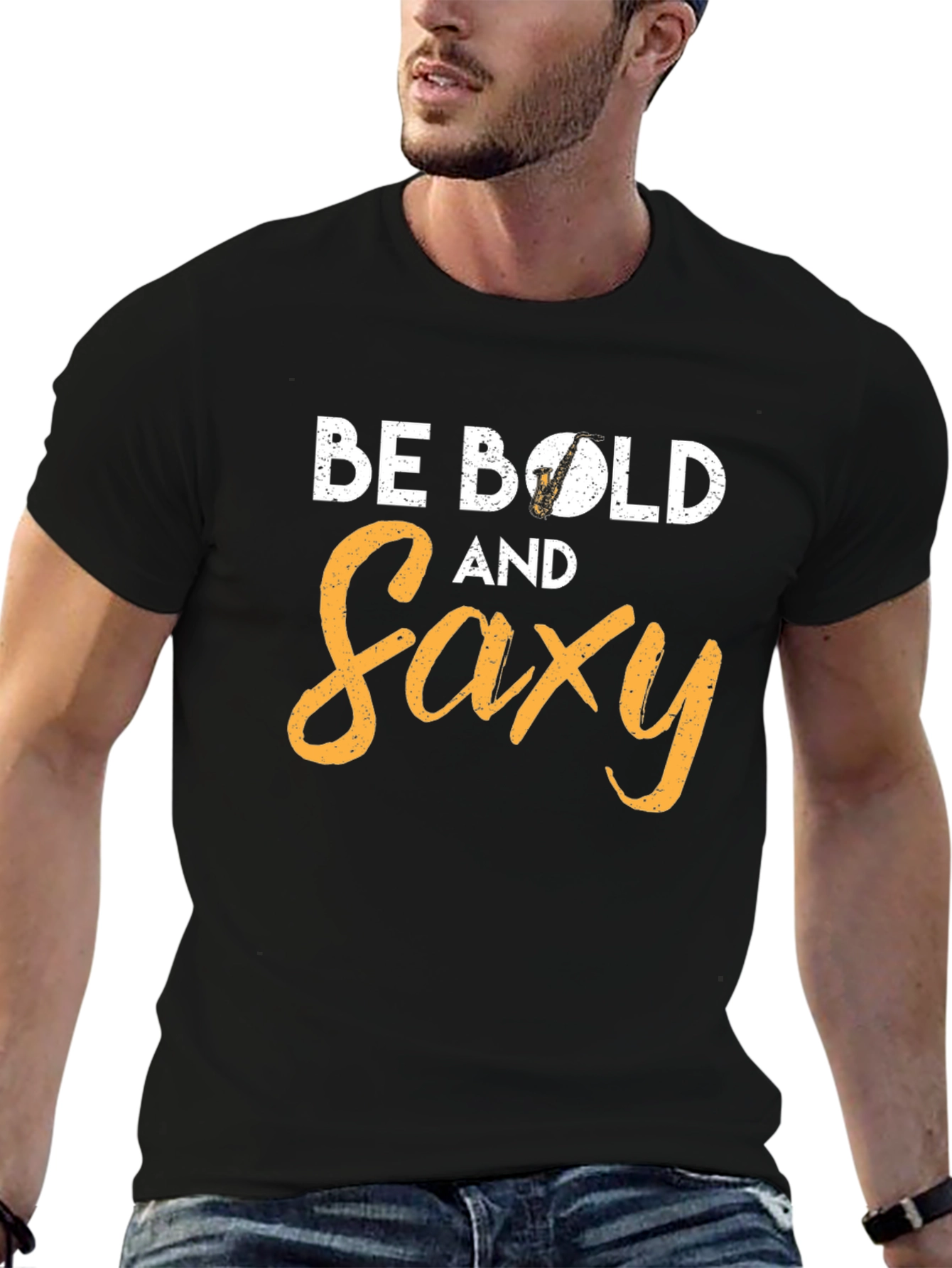 Be Bold and Saxy Black Graphic Tee