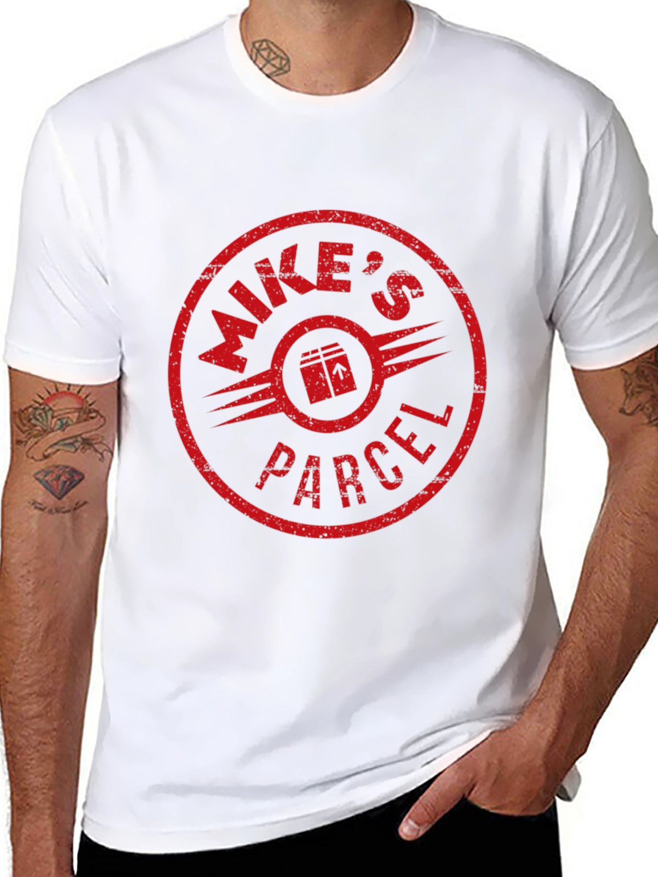 Mikes Parcel Black Graphic Tee