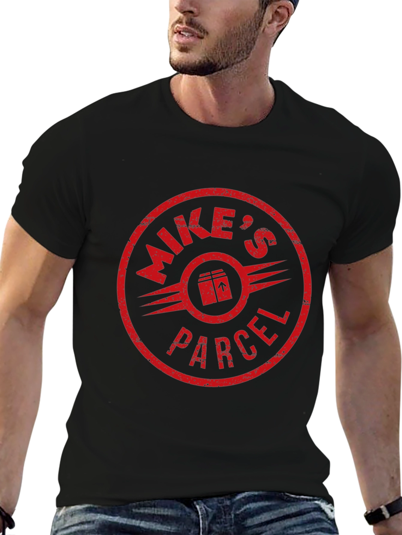 Mikes Parcel Black Graphic Tee