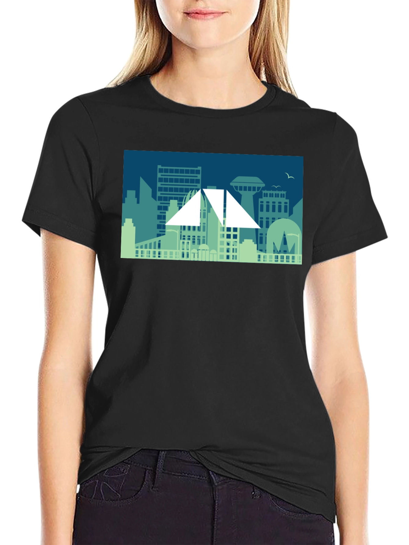 Cityscape Graphic Tee - Modern Silhouette Design