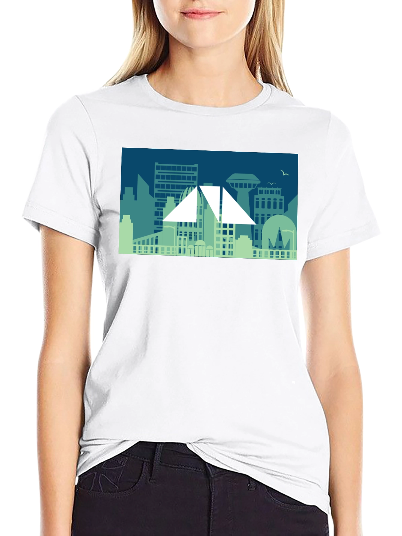Cityscape Graphic Tee - Modern Silhouette Design