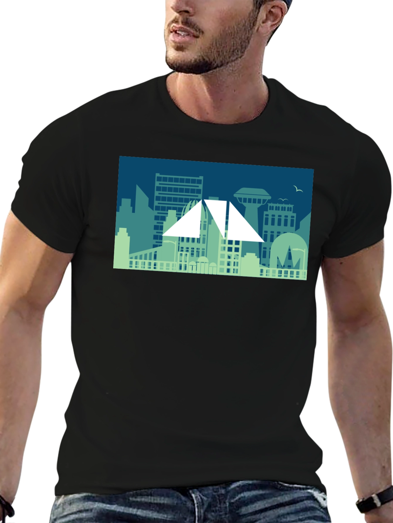 Cityscape Graphic Tee - Modern Silhouette Design