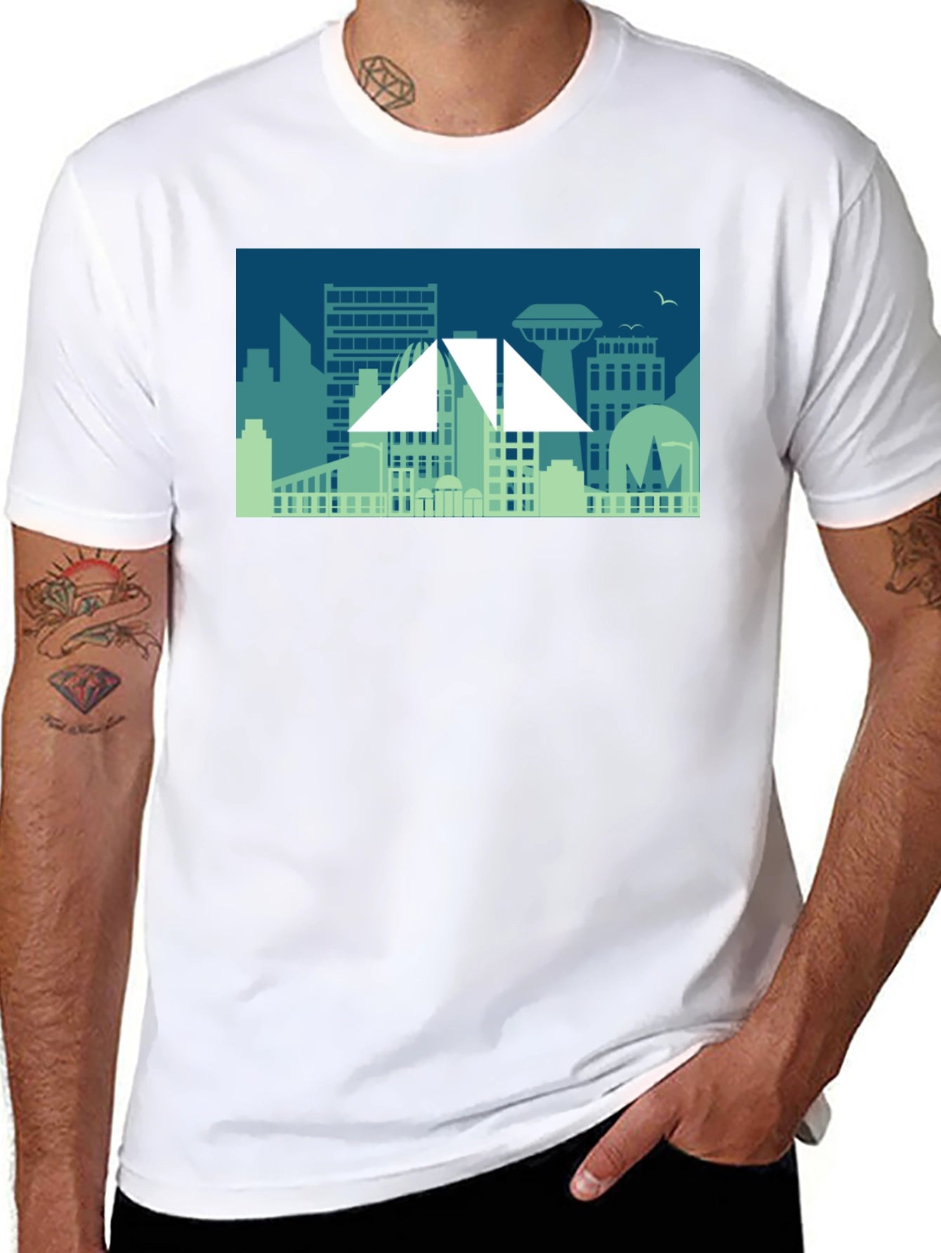 Cityscape Graphic Tee - Modern Silhouette Design