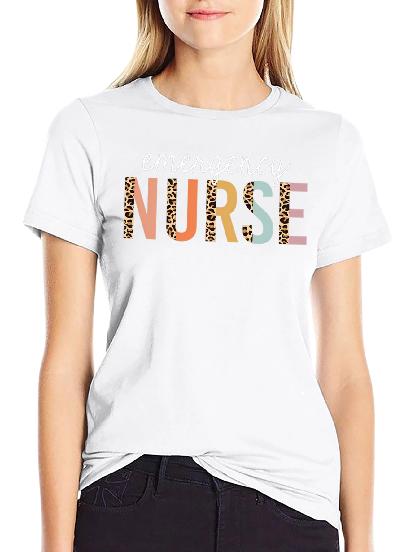 Emergency Nurse T-Shirt Leopard Print Graphic Tee
