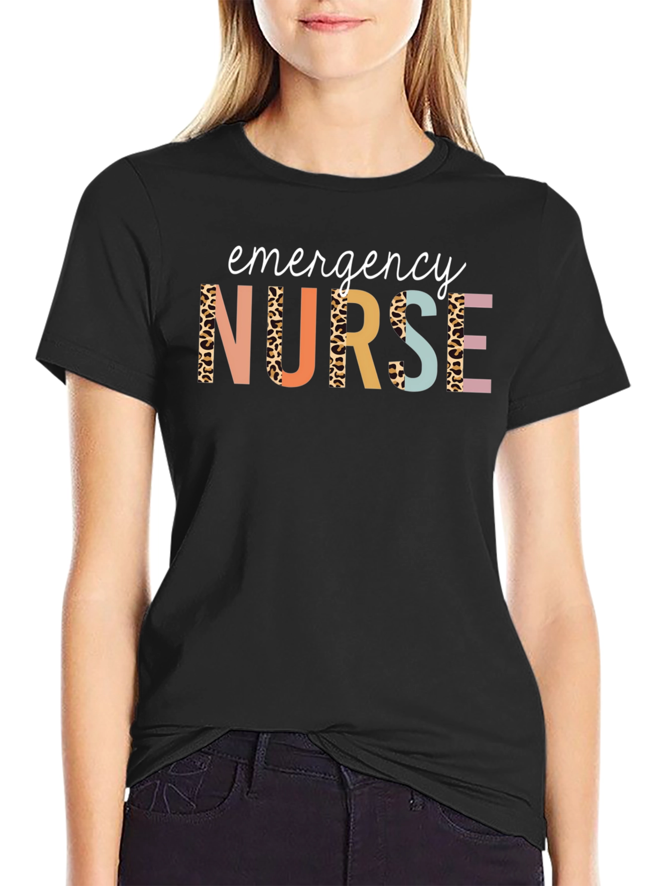 Emergency Nurse T-Shirt Leopard Print Graphic Tee