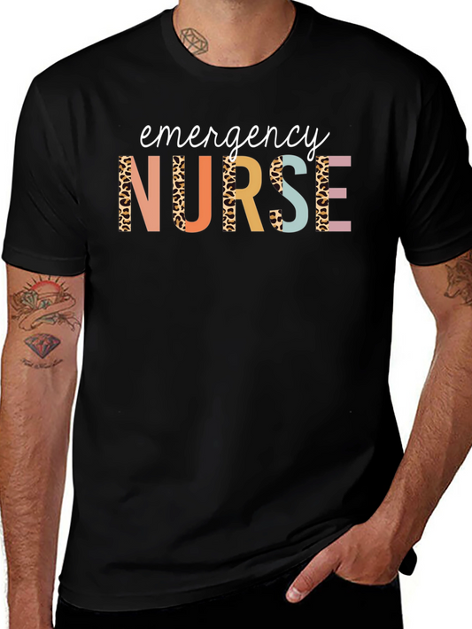 Emergency Nurse T-Shirt Leopard Print Graphic Tee