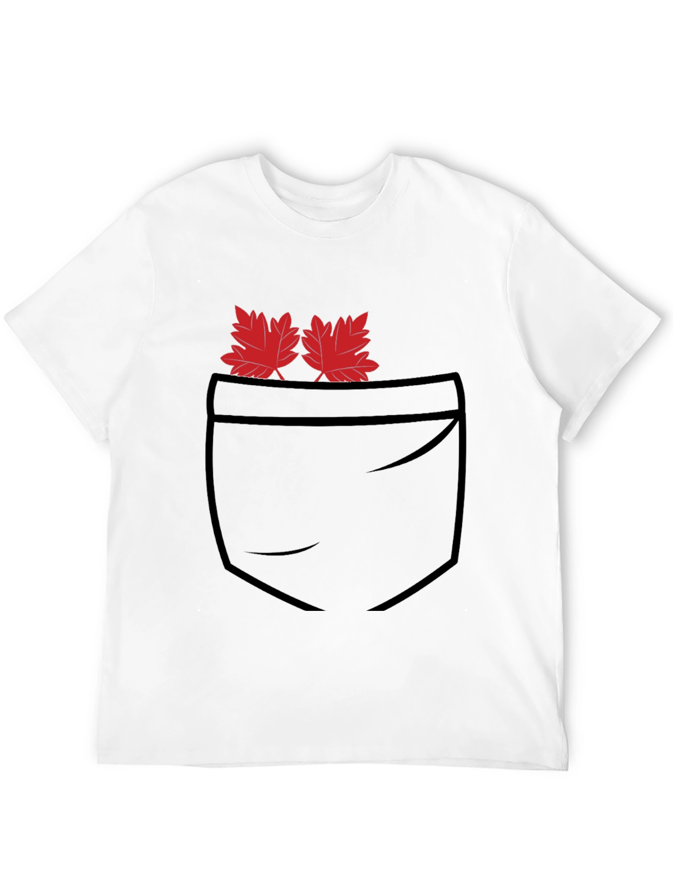 Maple Leaf Pocket Print Black T-Shirt