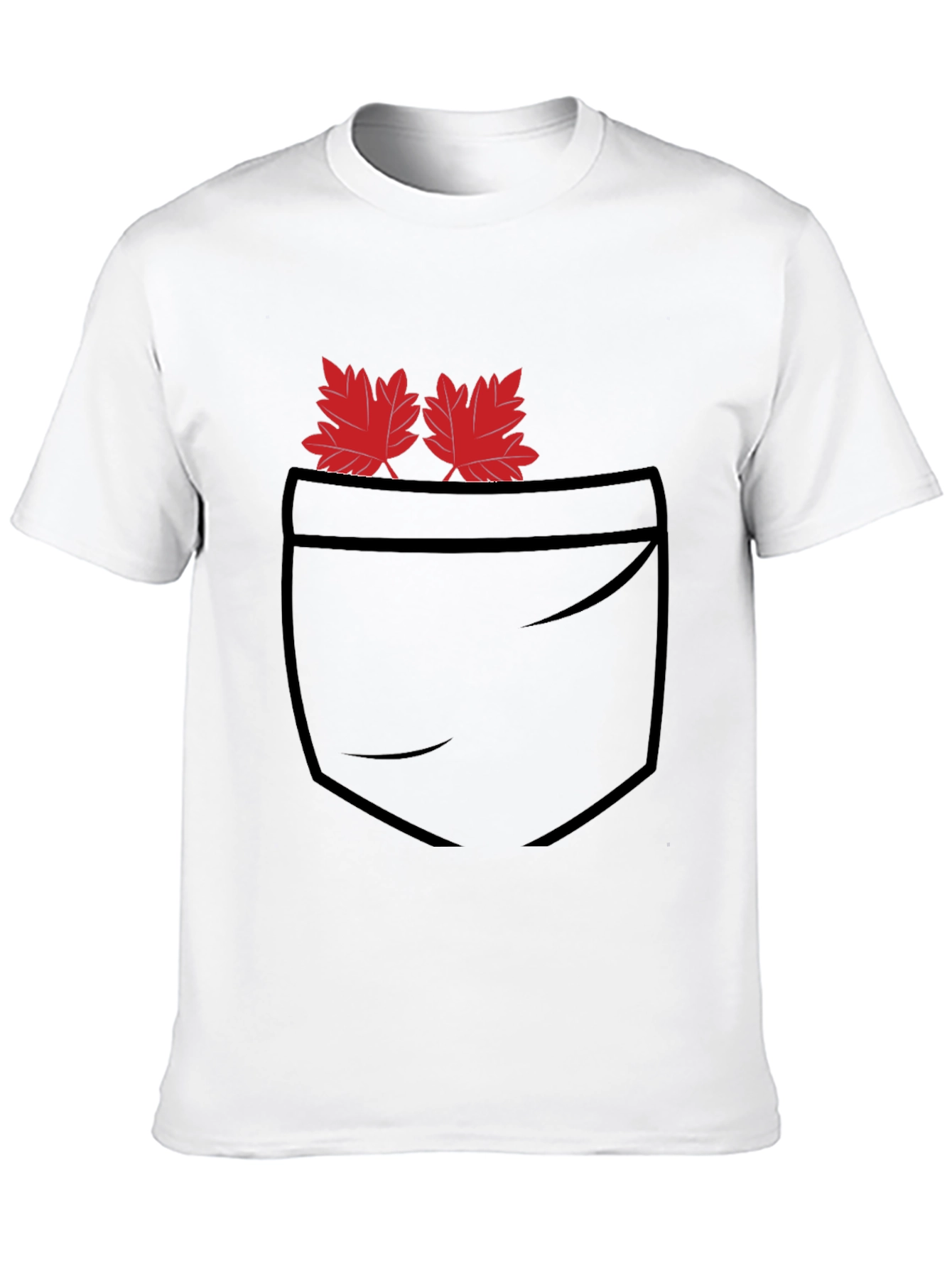 Maple Leaf Pocket Print Black T-Shirt