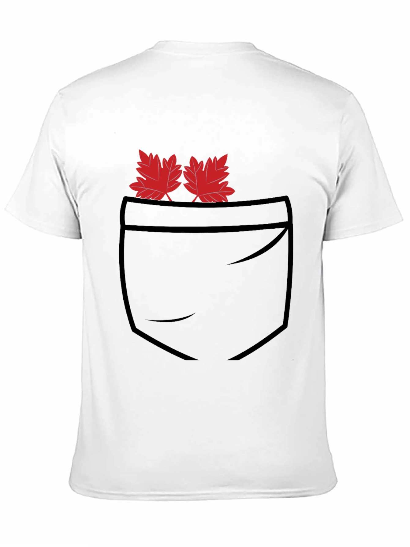 Maple Leaf Pocket Print Black T-Shirt