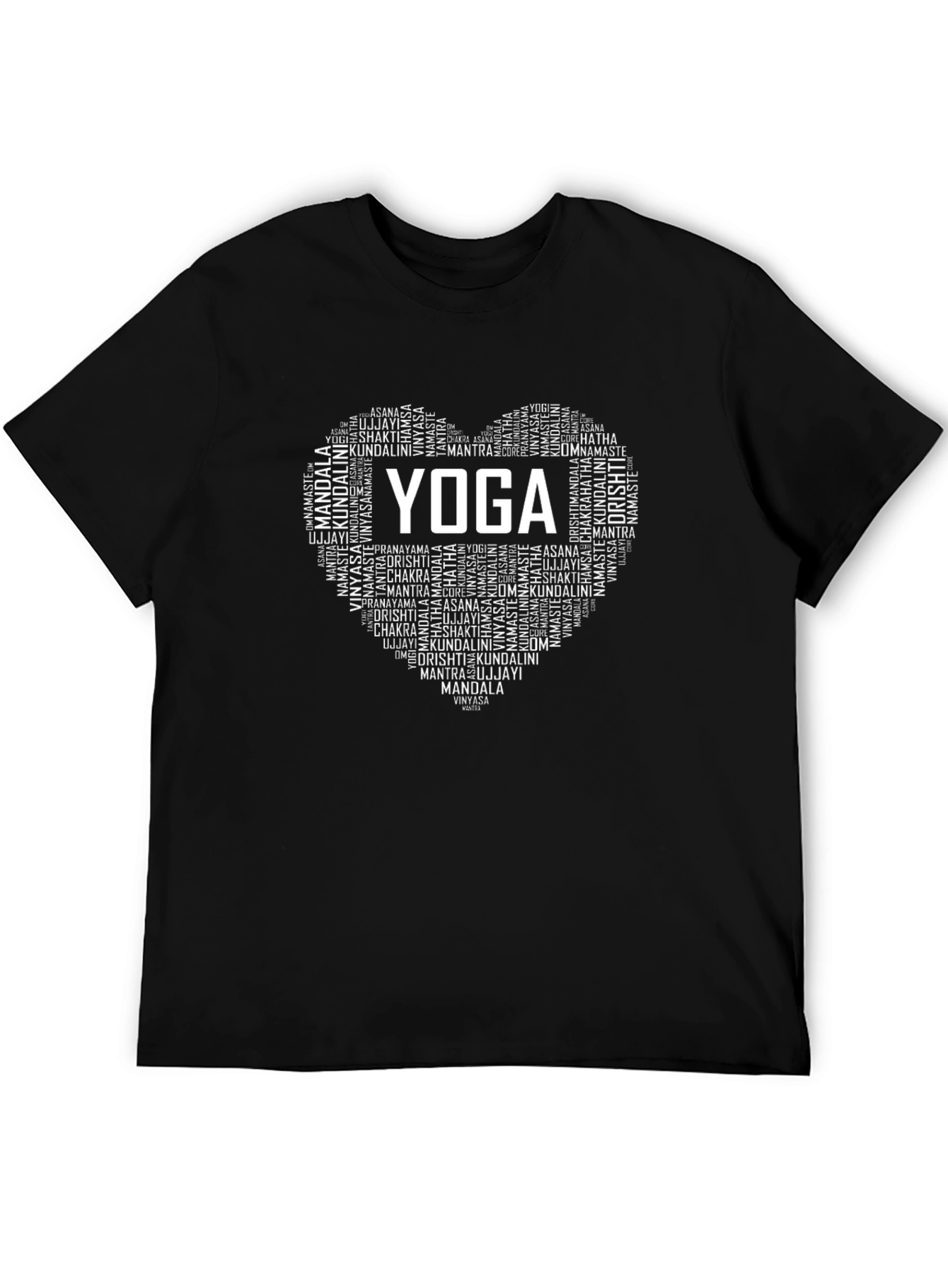 Yoga Heart Word Art T-Shirt - Meditative Design
