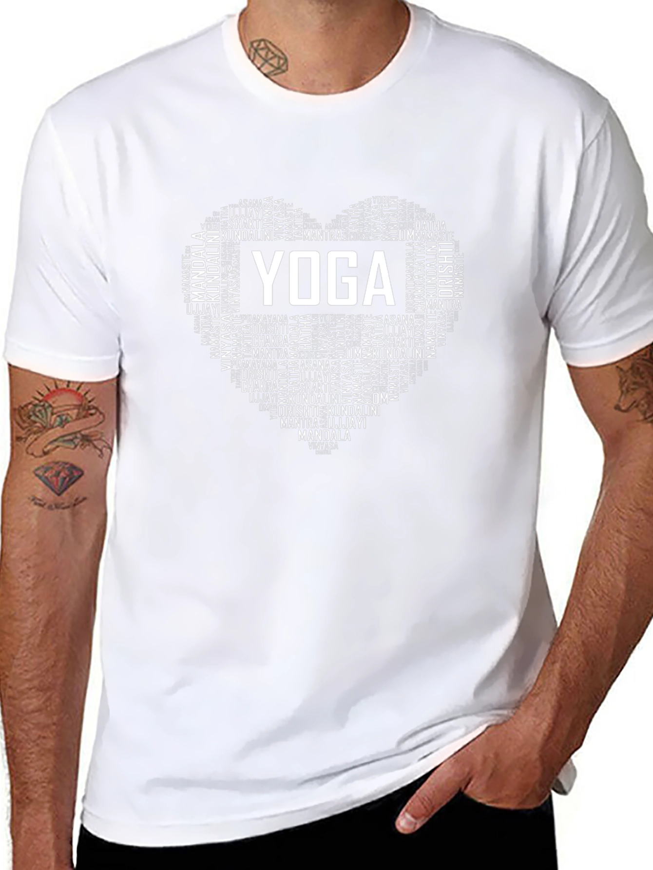 Yoga Heart Word Art T-Shirt - Meditative Design