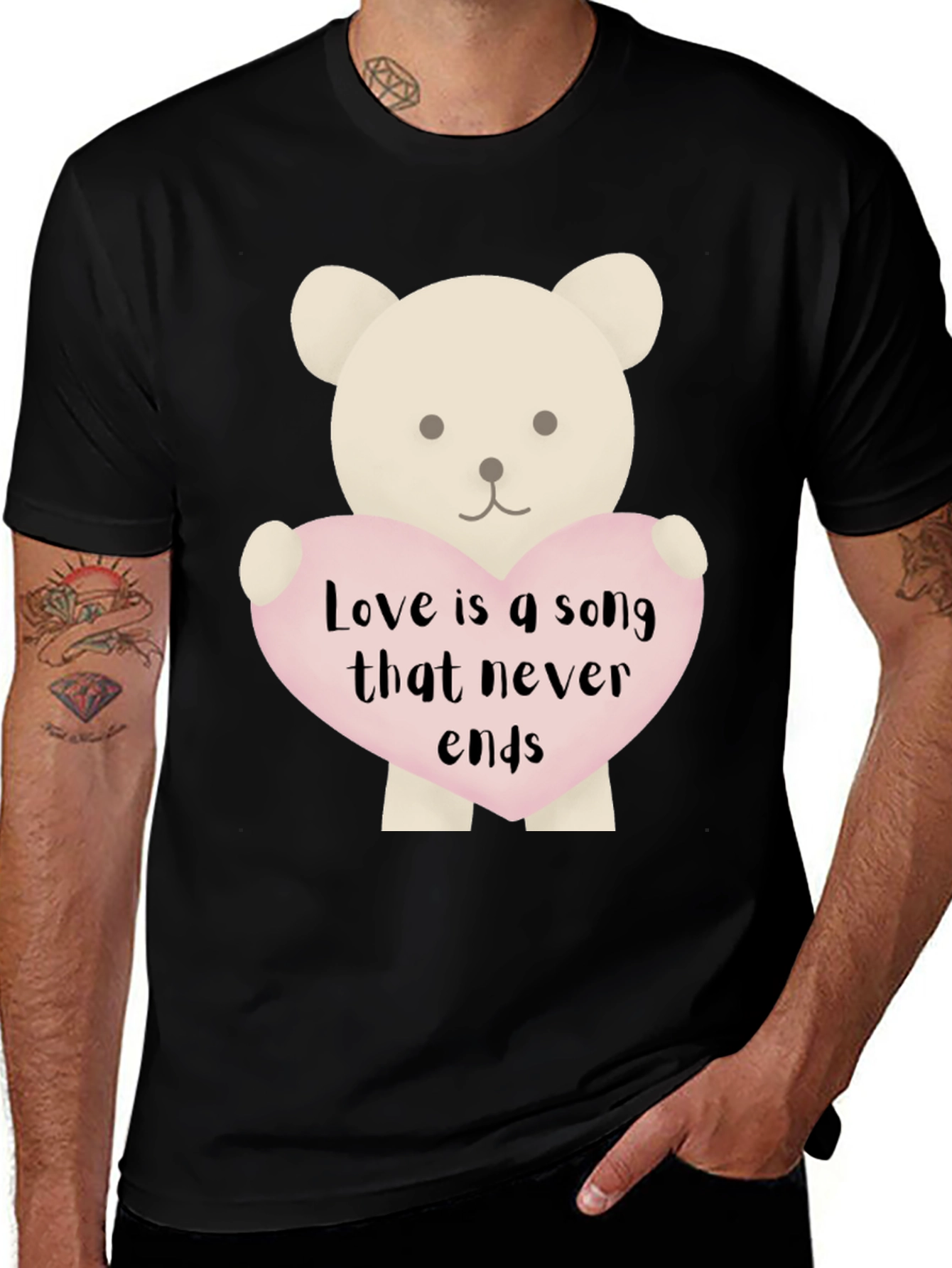 Love Song Teddy Bear Graphic T-Shirt