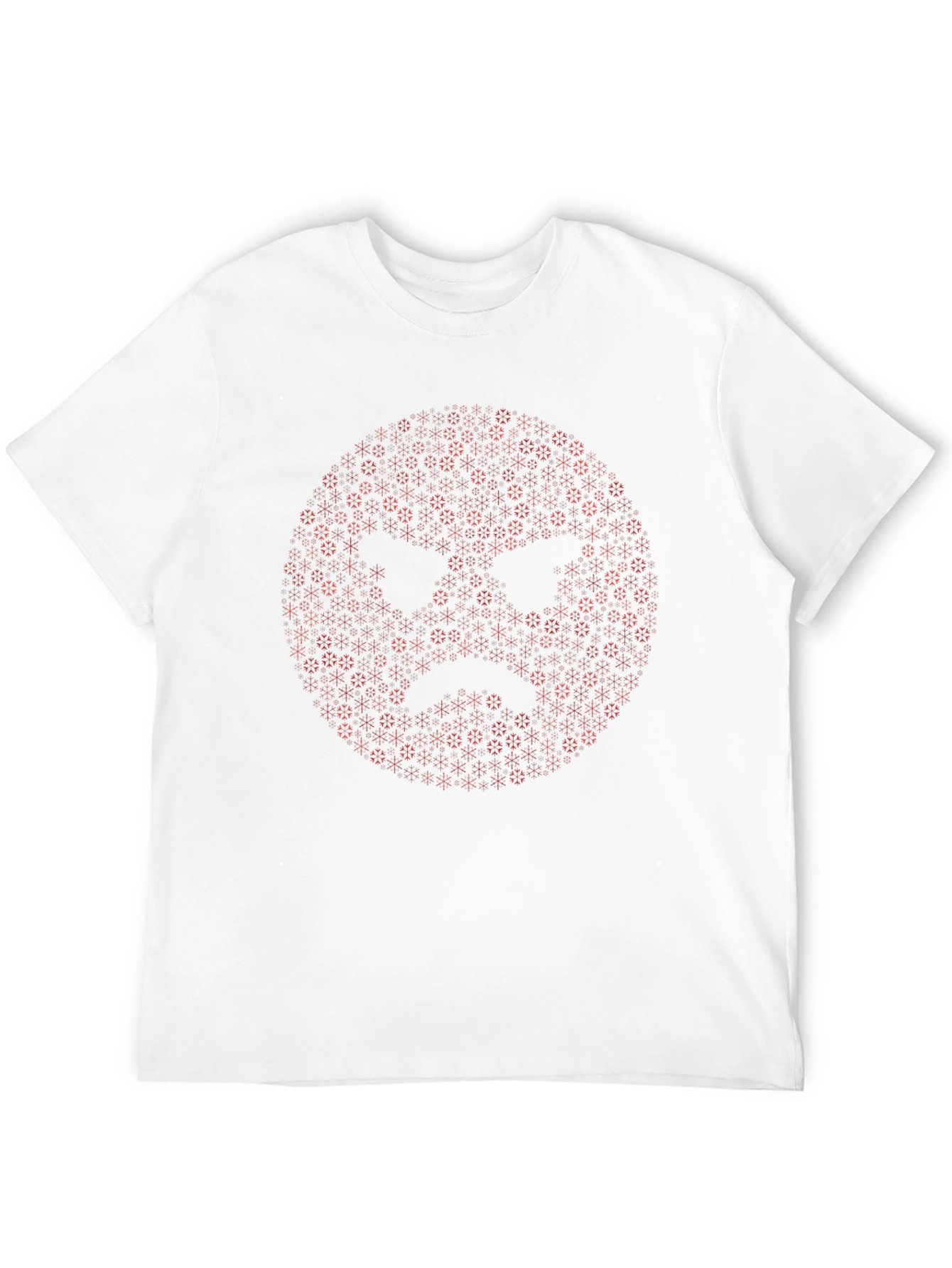 Abstract Red Snowflake Patterned Black T-Shirt