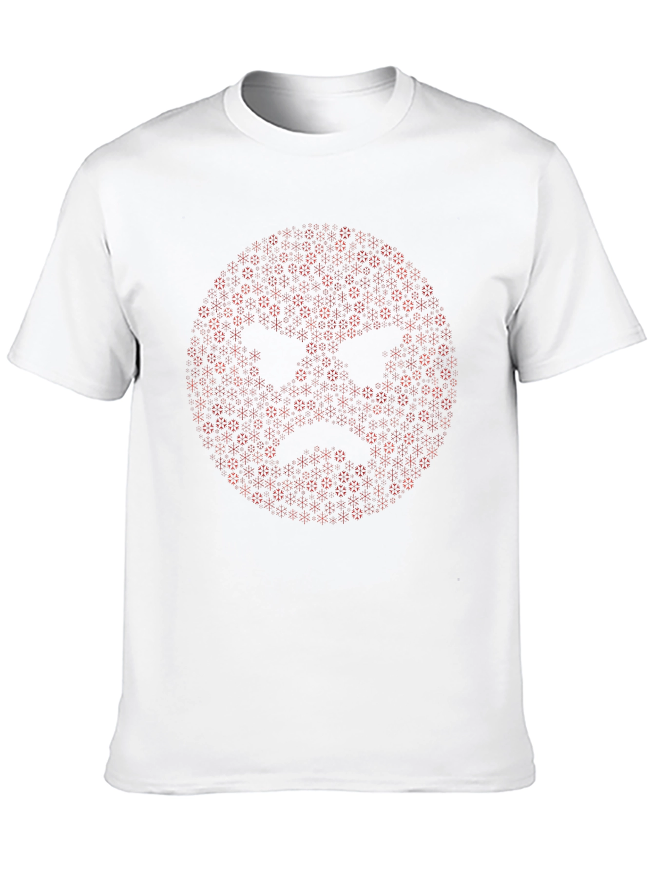 Abstract Red Snowflake Patterned Black T-Shirt