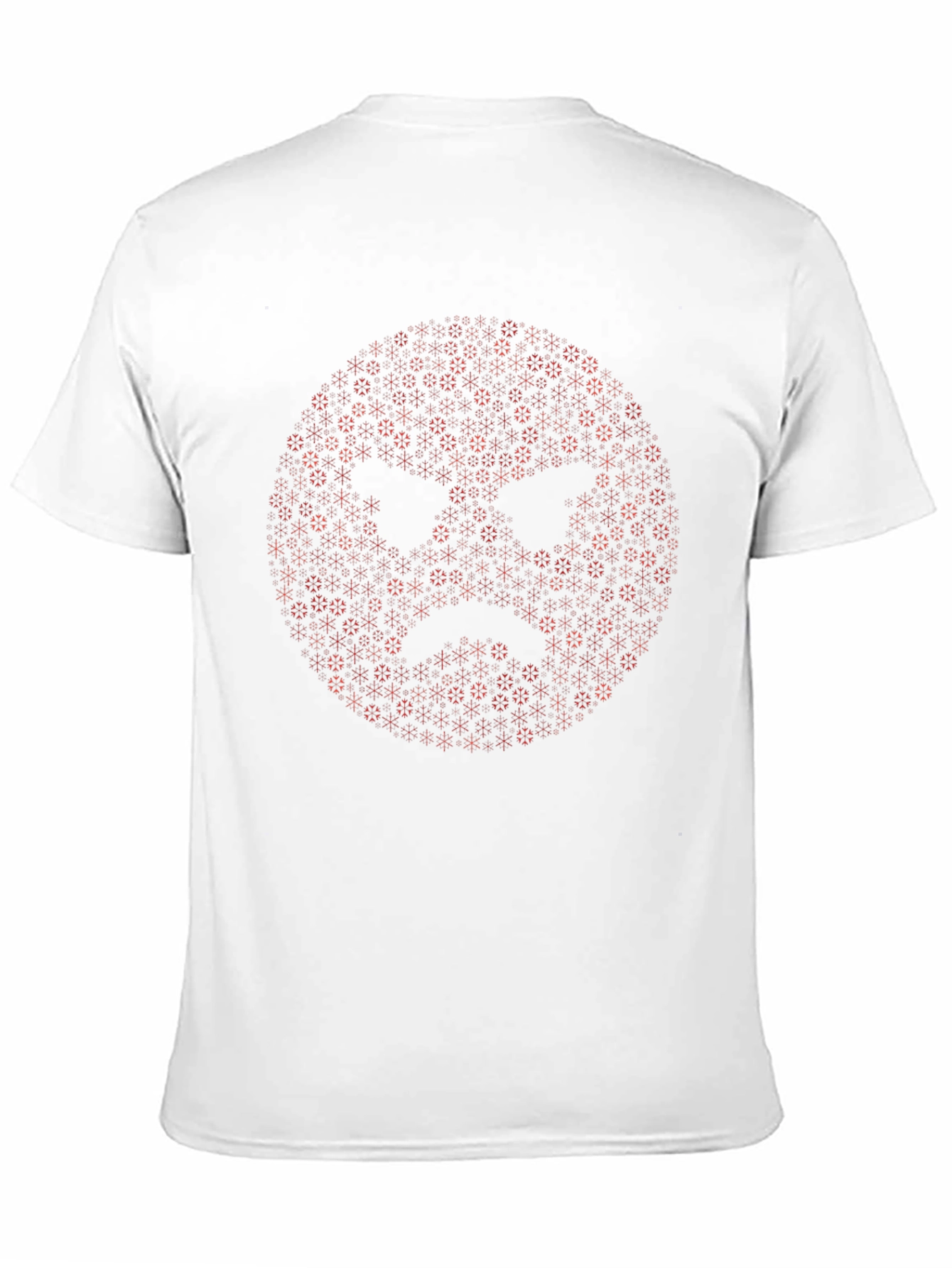Abstract Red Snowflake Patterned Black T-Shirt