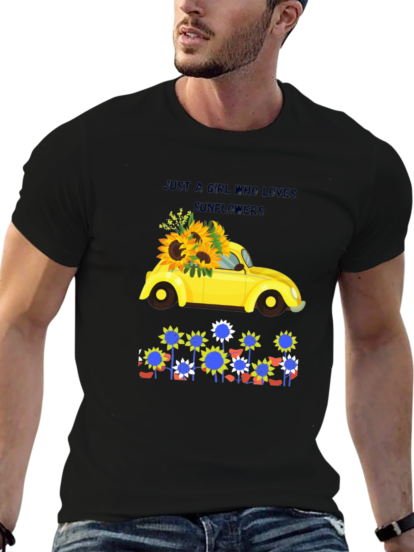 Sunflower Lover T-Shirt Cute Car Graphic Tee