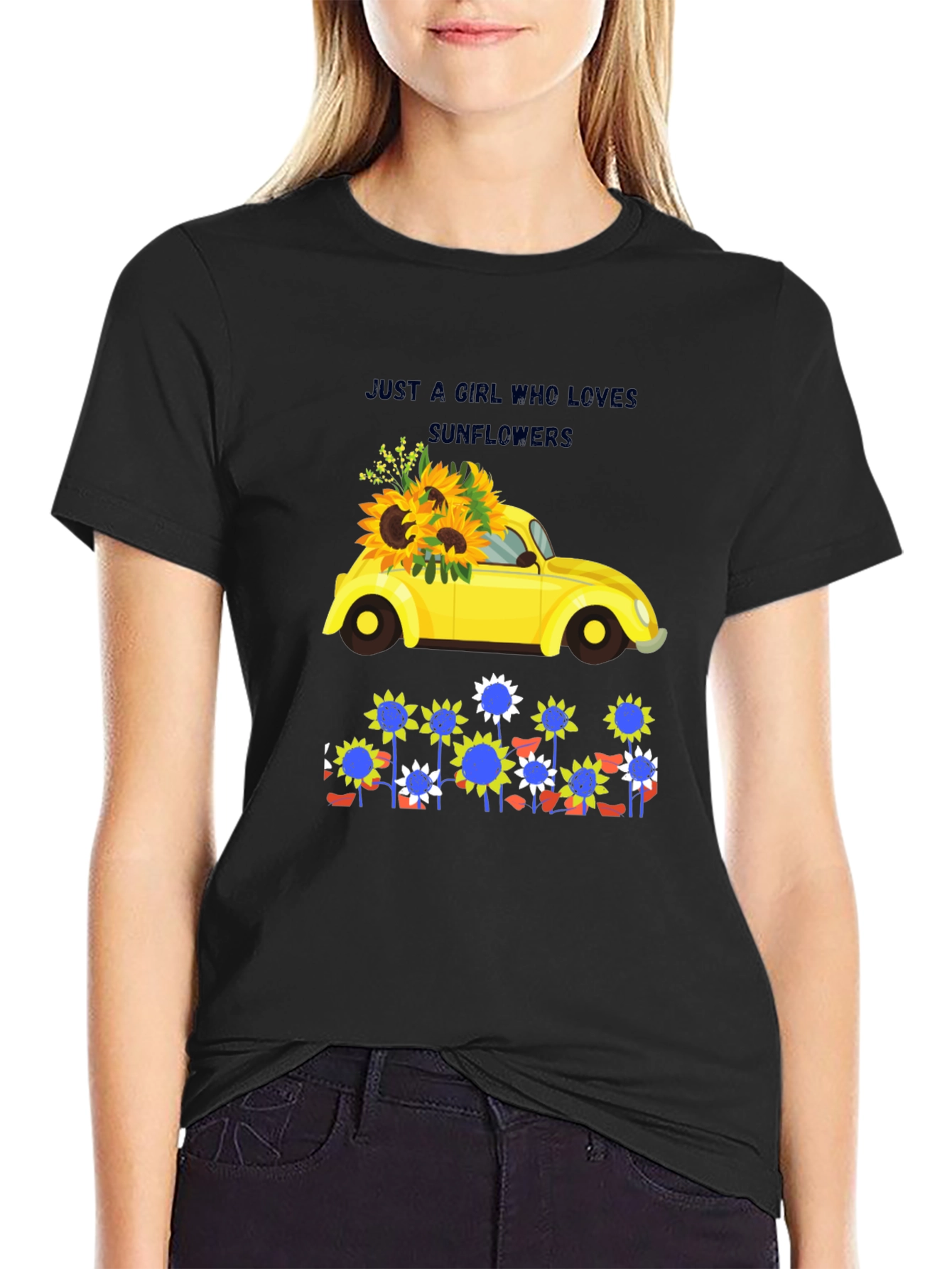 Sunflower Lover T-Shirt Cute Car Graphic Tee