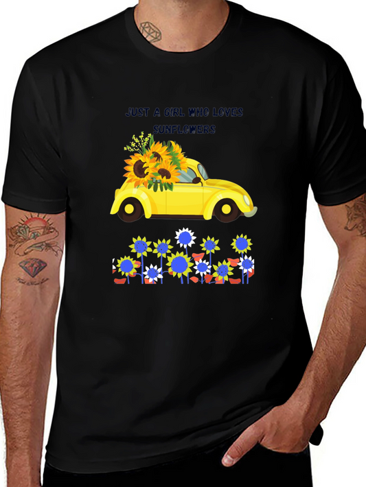 Sunflower Lover T-Shirt Cute Car Graphic Tee