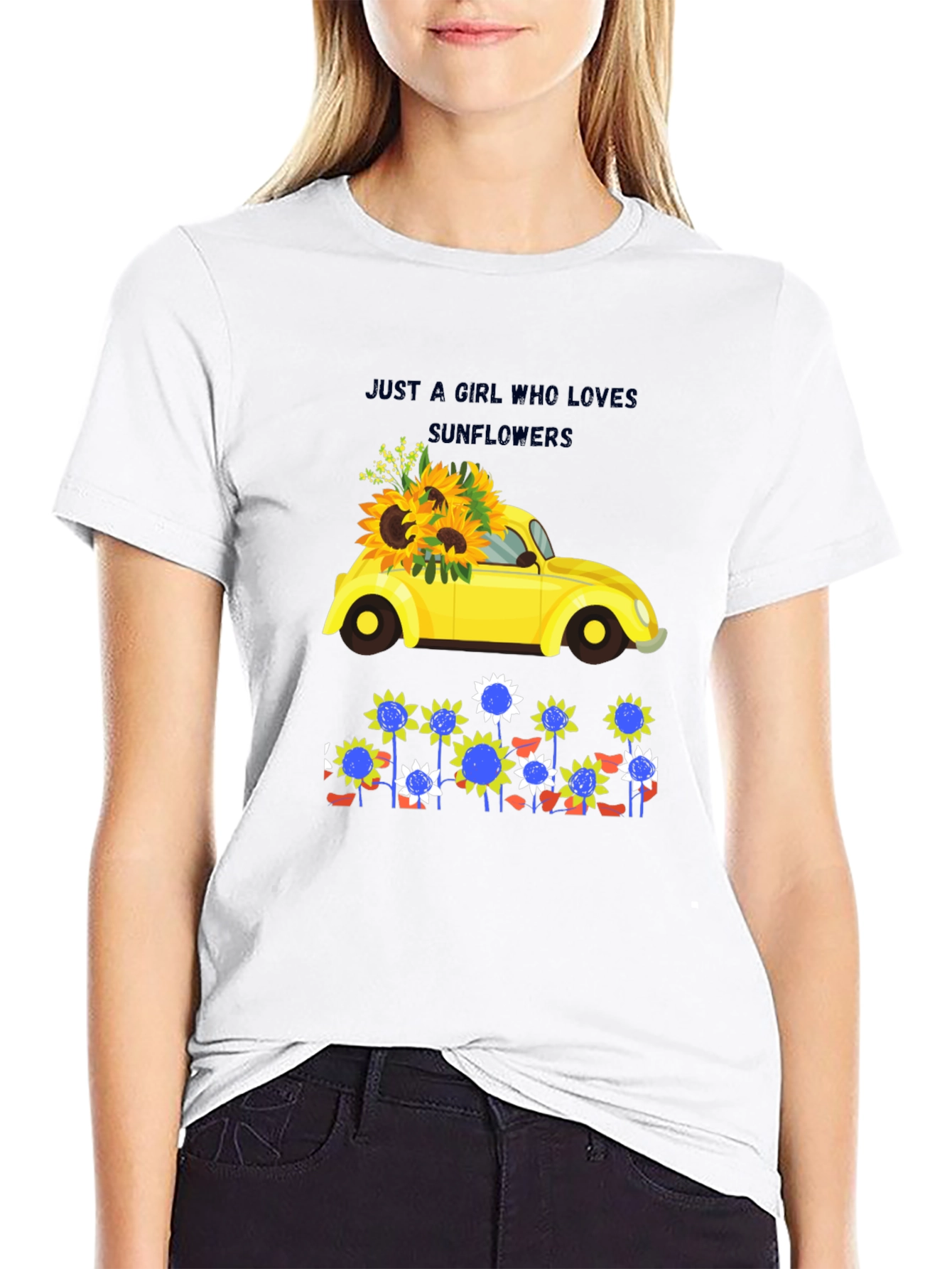 Sunflower Lover T-Shirt Cute Car Graphic Tee