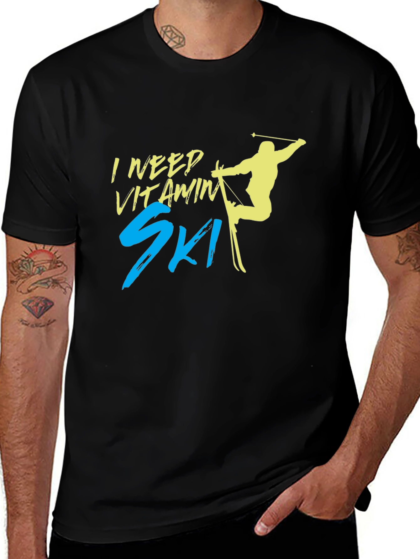 Vitamin Ski T-Shirt - Black Cotton Tee