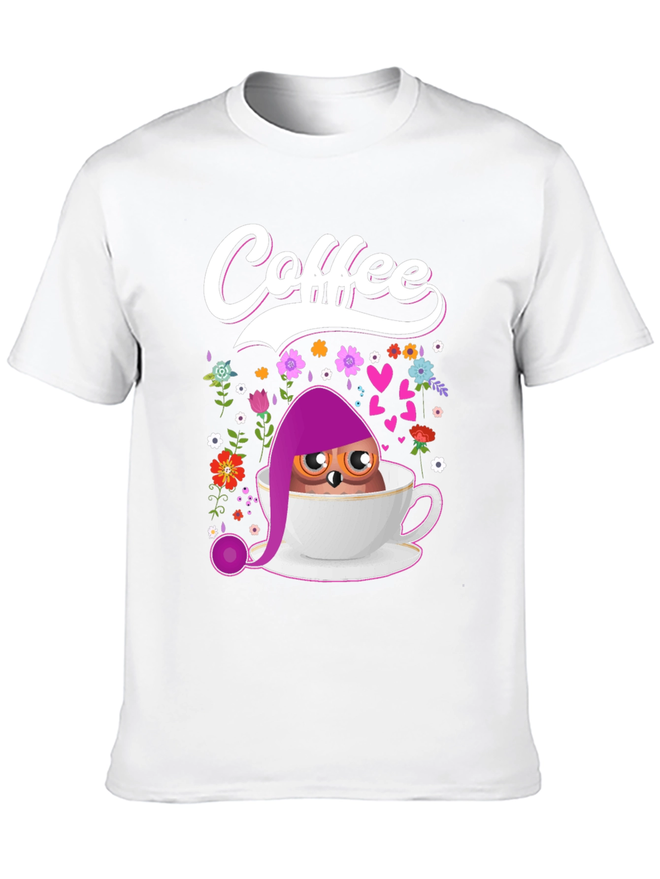 Coffee Owl T-Shirt - Cute Bird Design