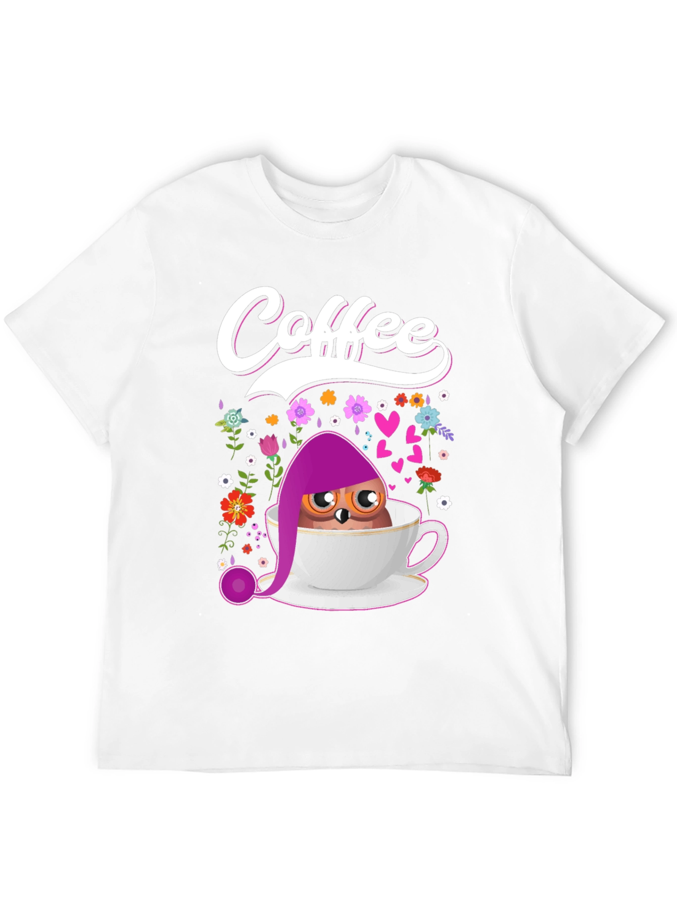Coffee Owl T-Shirt - Cute Bird Design