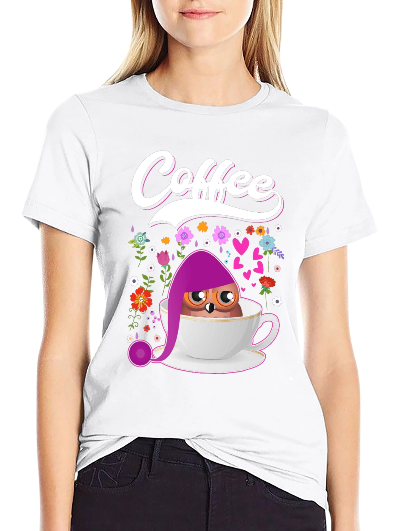 Coffee Owl T-Shirt - Cute Bird Design