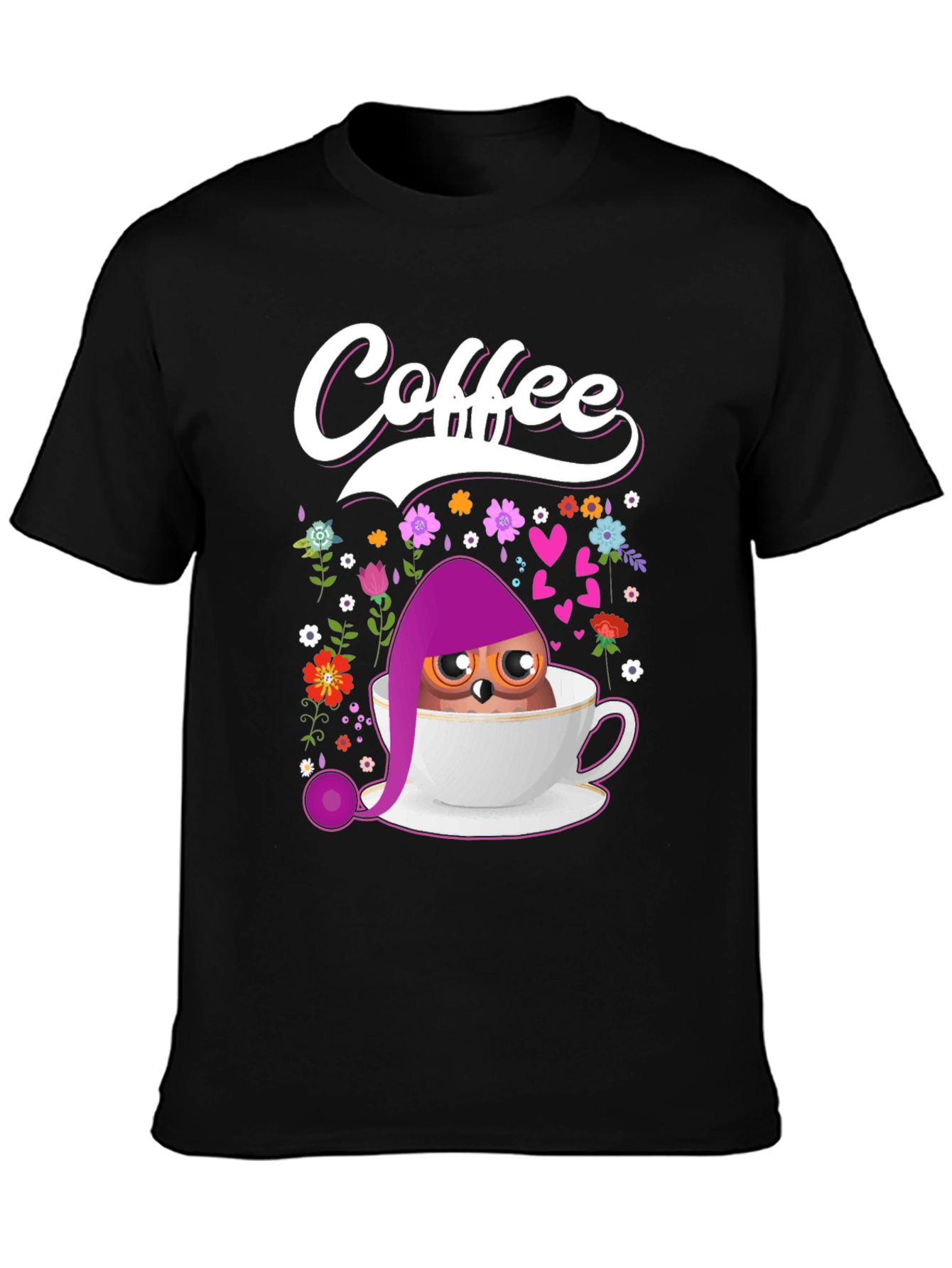 Coffee Owl T-Shirt - Cute Bird Design