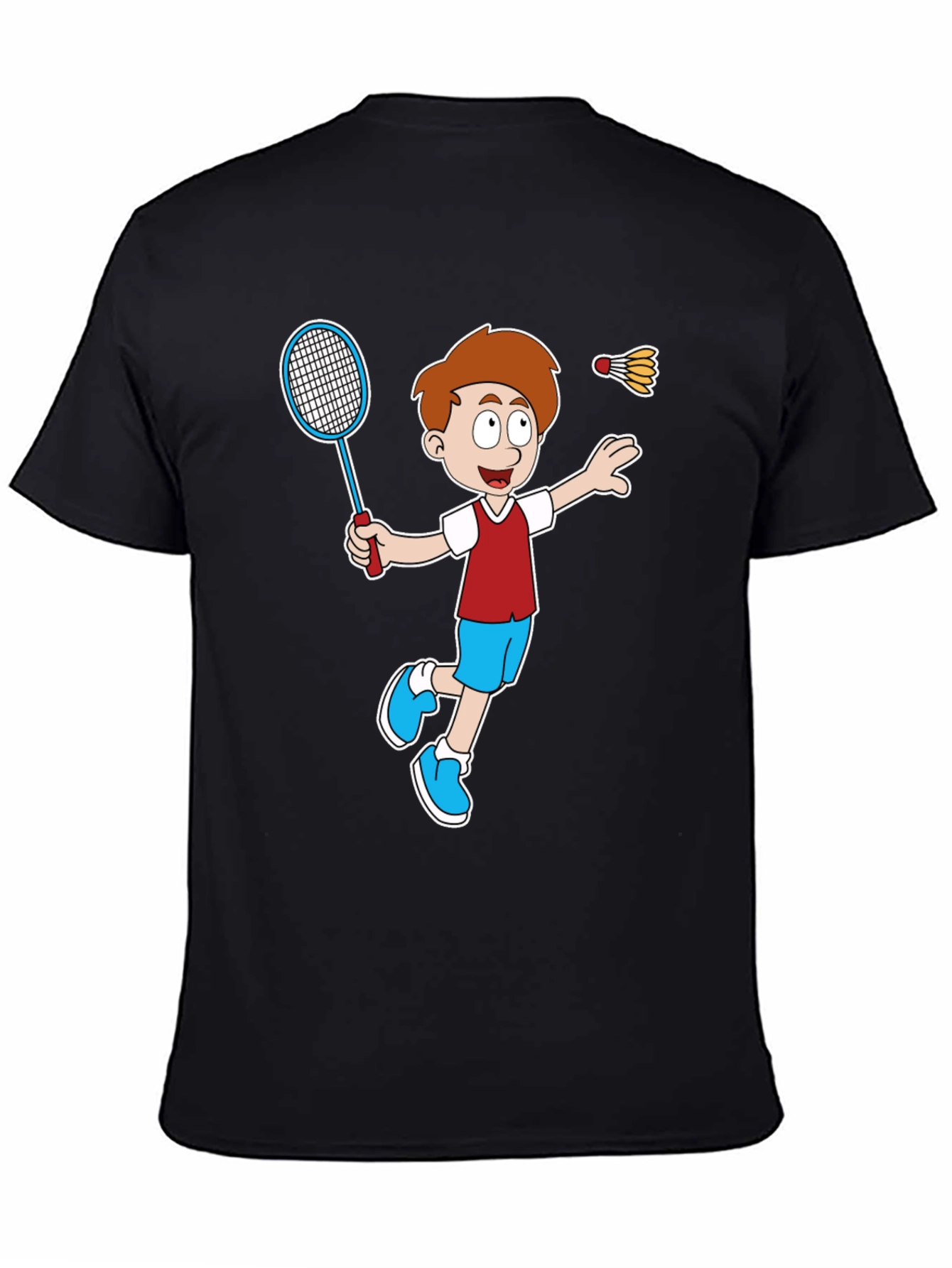 Cartoon Badminton Player Graphic Tee