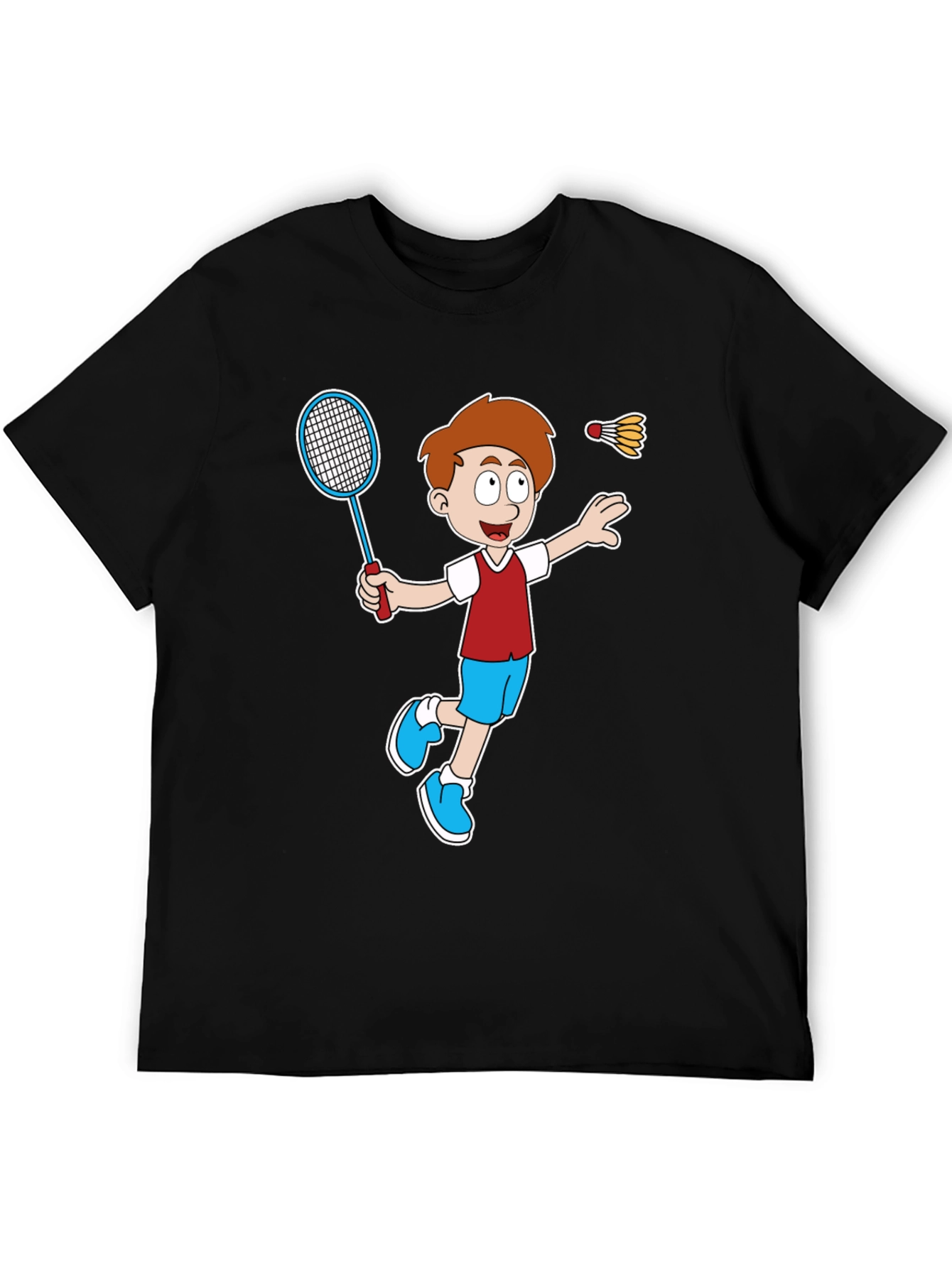 Cartoon Badminton Player Graphic Tee