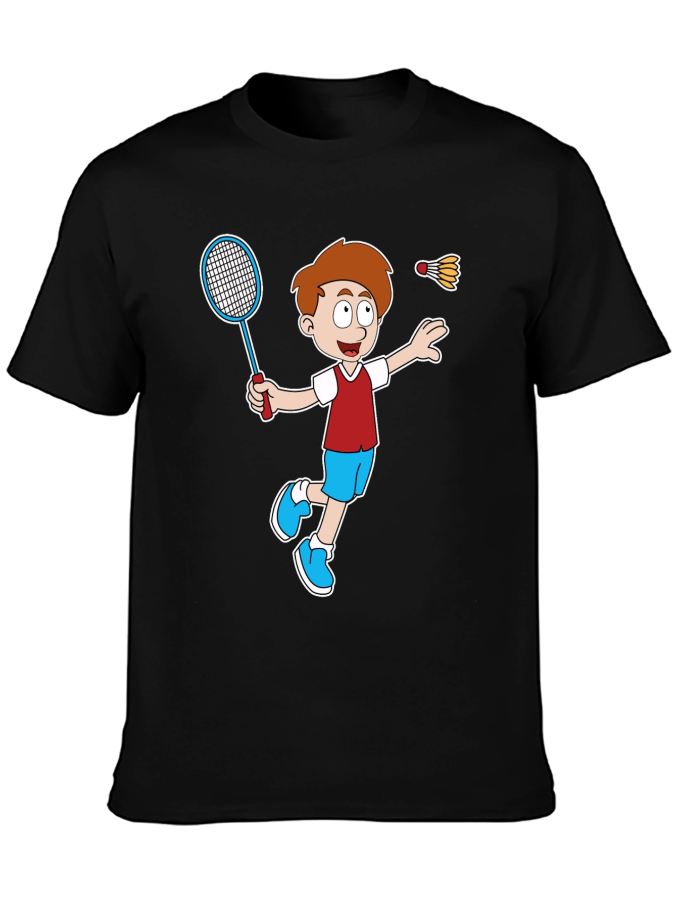 Cartoon Badminton Player Graphic Tee