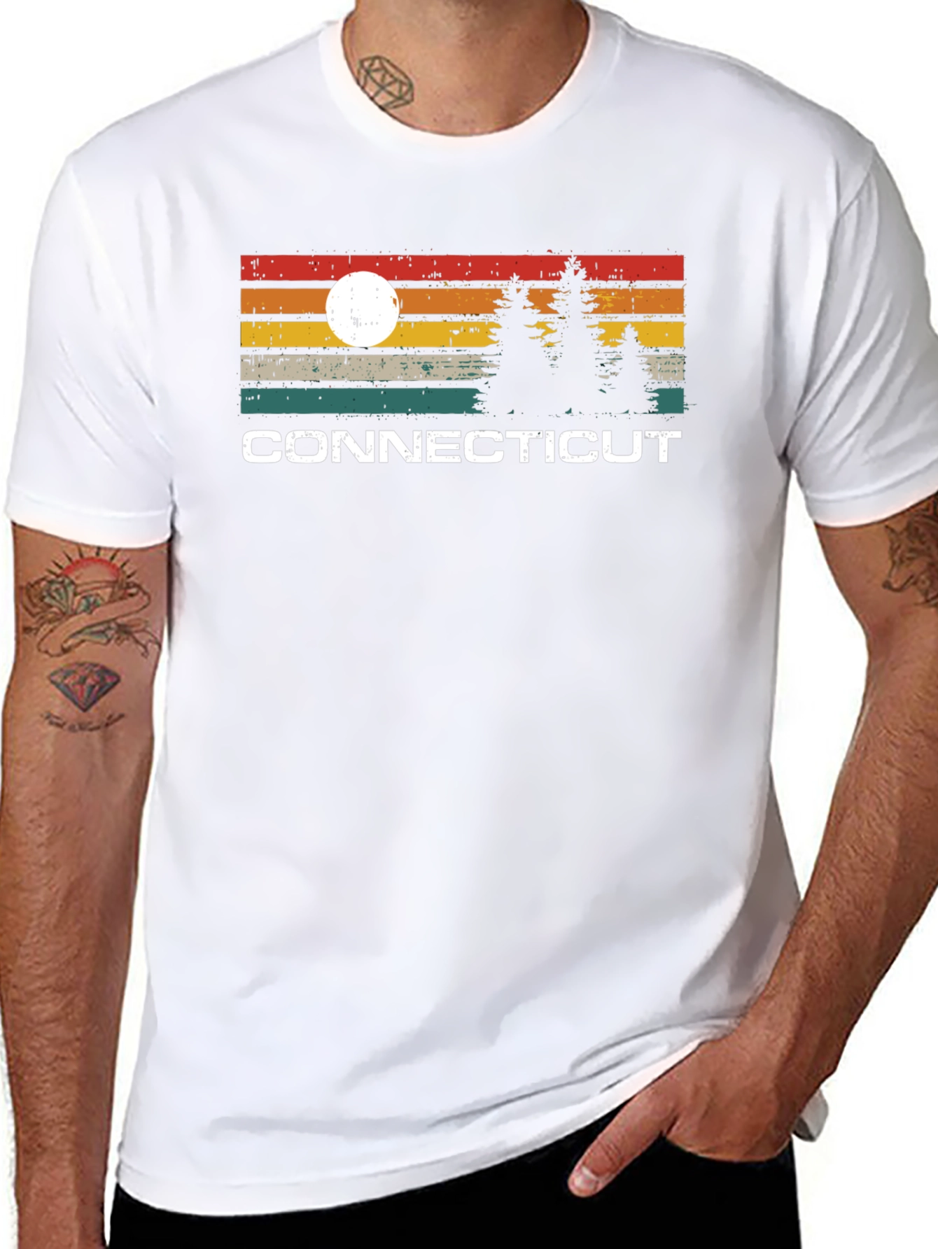 Connecticut Sunset Graphic Tee - Retro Style