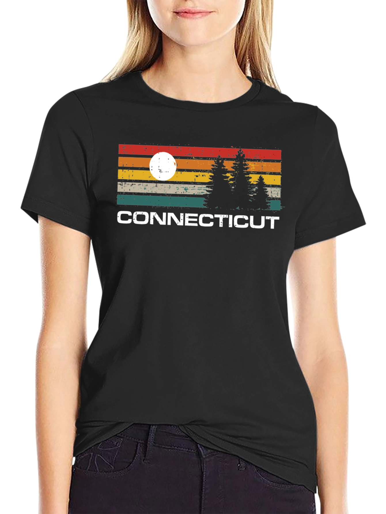 Connecticut Sunset Graphic Tee - Retro Style