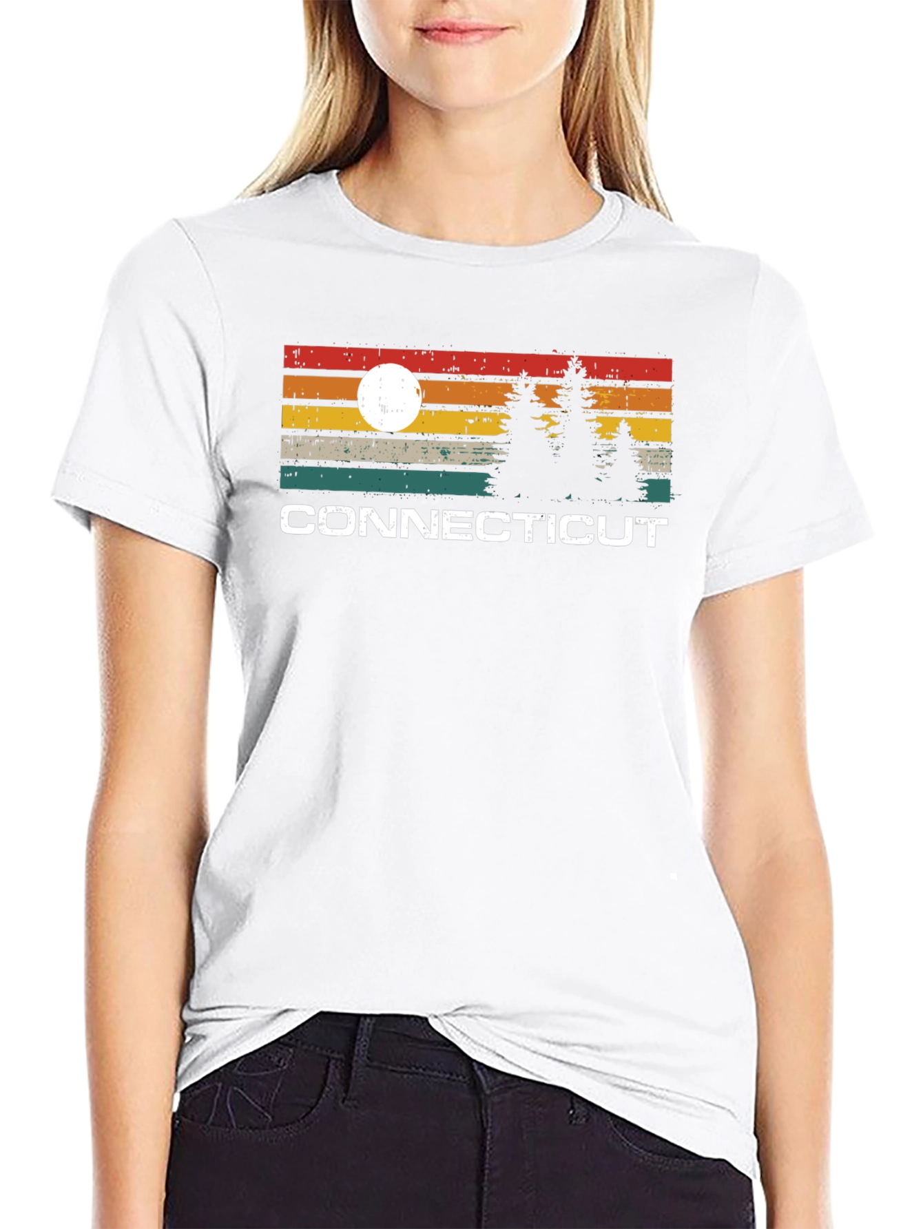 Connecticut Sunset Graphic Tee - Retro Style