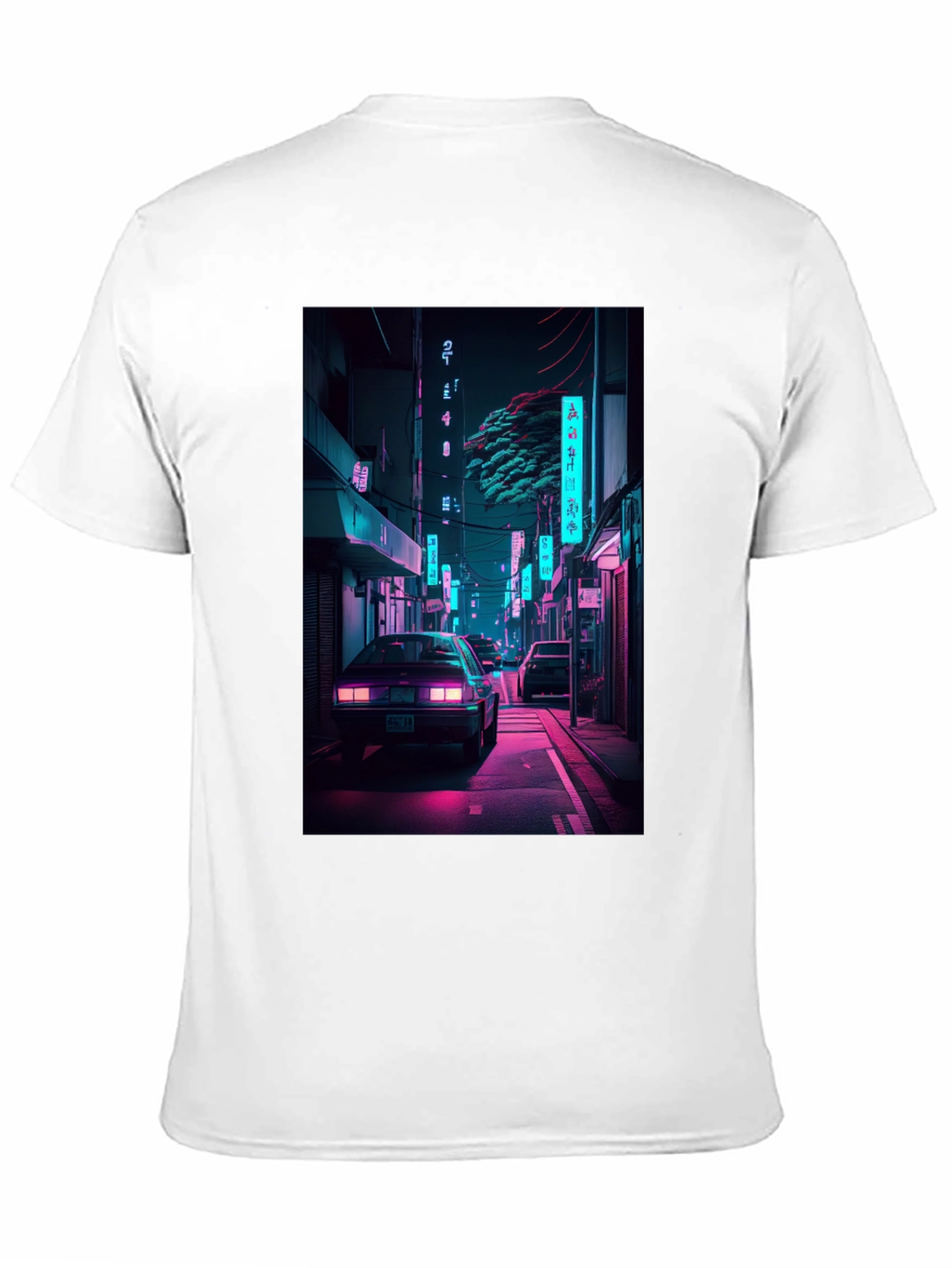 Retro Neon City Car Graphic T-Shirt