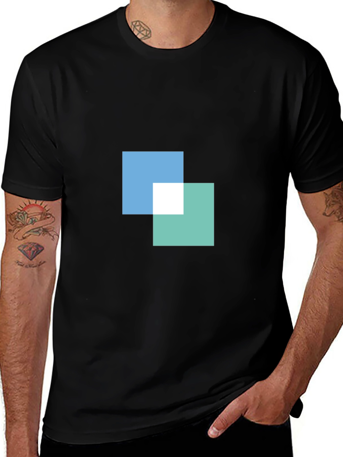Modern Squares Graphic Black T-Shirt