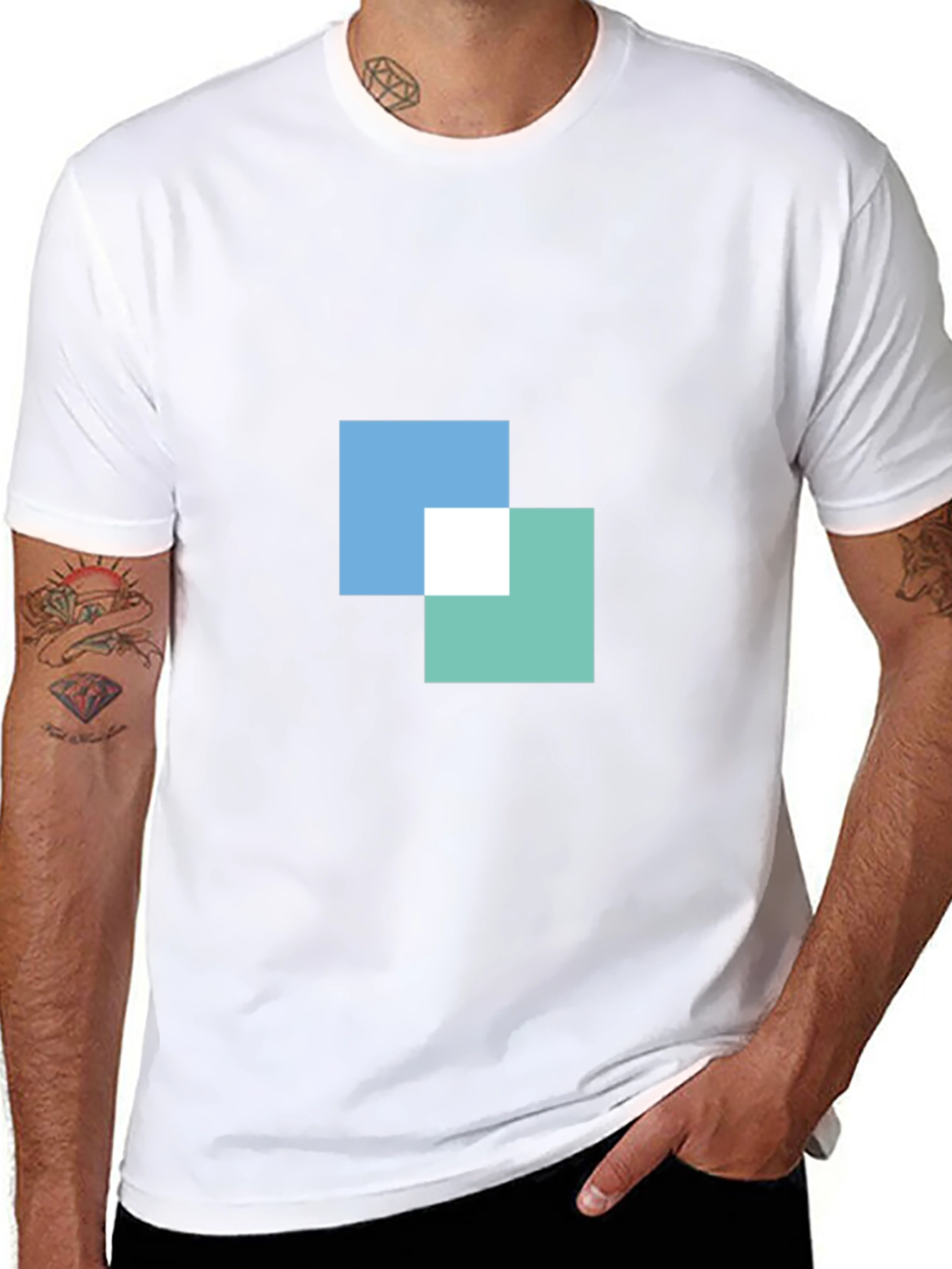 Modern Squares Graphic Black T-Shirt