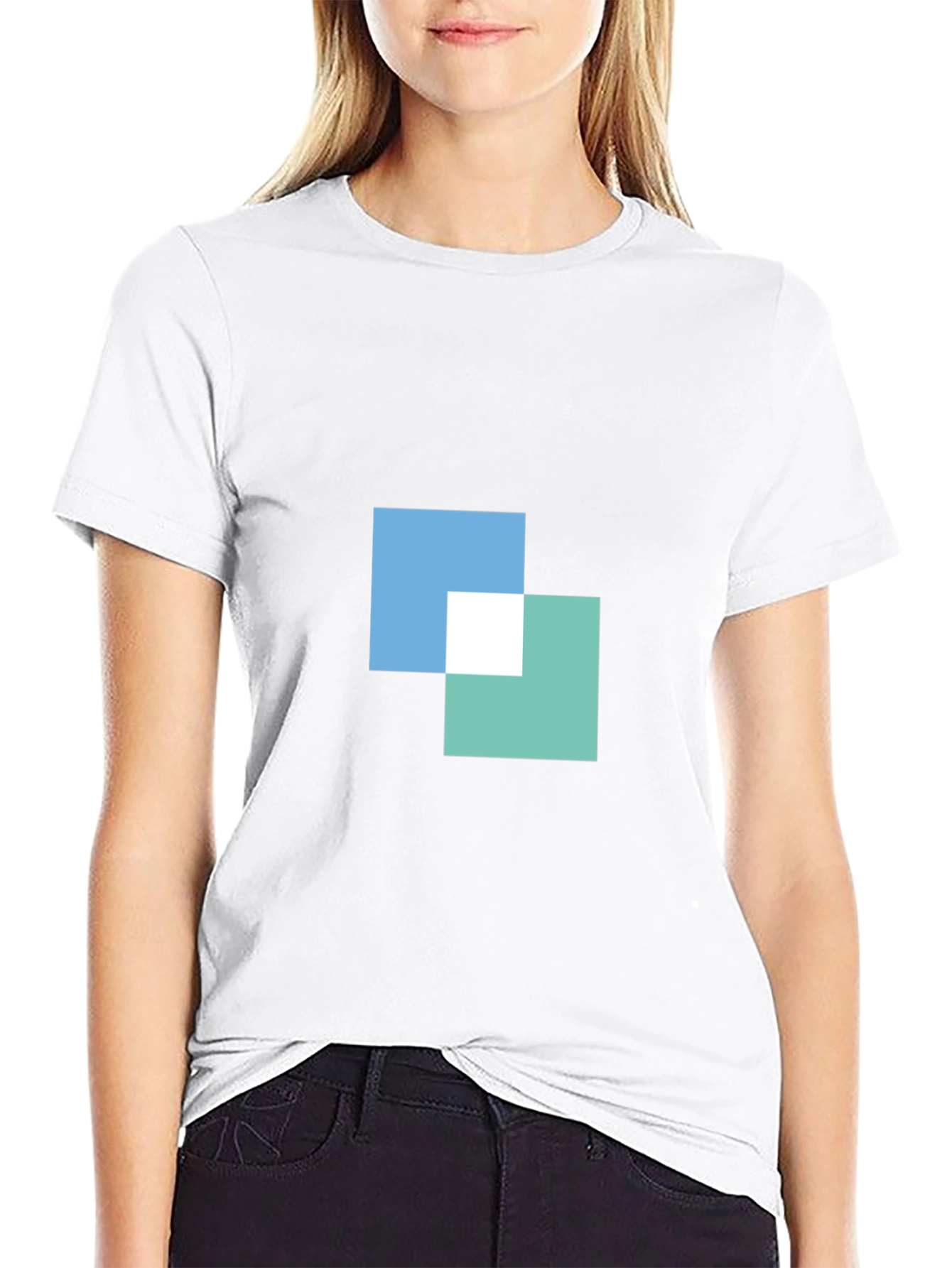 Modern Squares Graphic Black T-Shirt