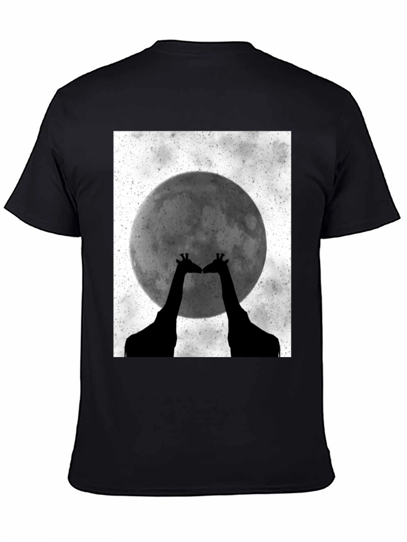 Giraffe Moon Graphic Tee - Black Cotton T-Shirt