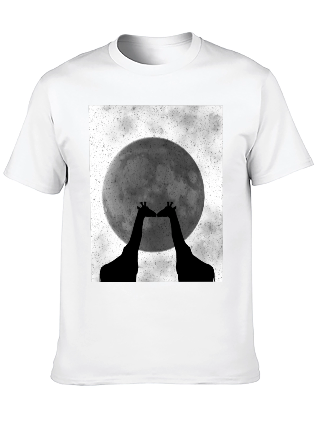 Giraffe Moon Graphic Tee - Black Cotton T-Shirt