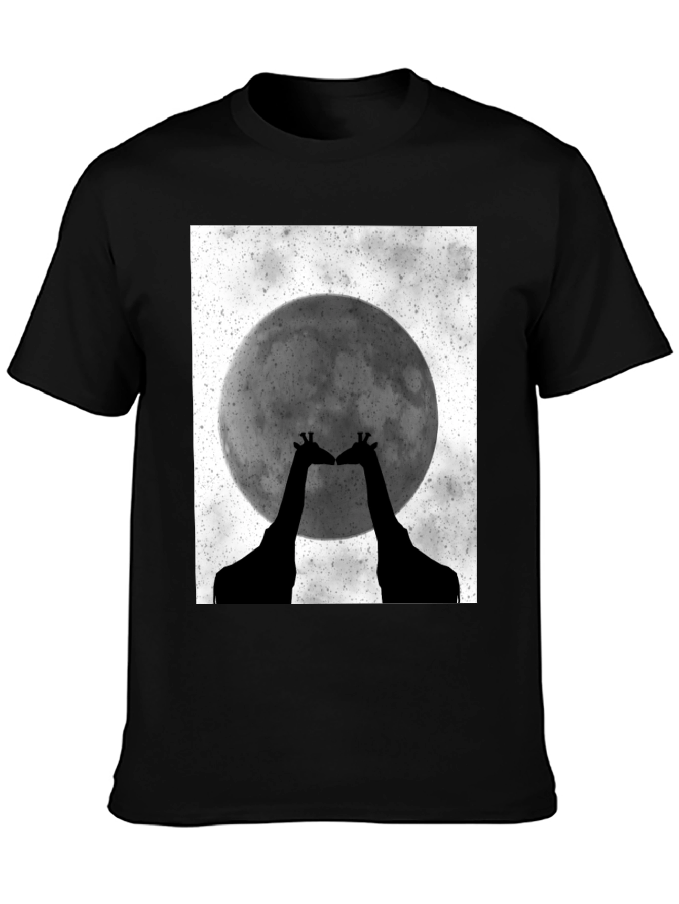Giraffe Moon Graphic Tee - Black Cotton T-Shirt