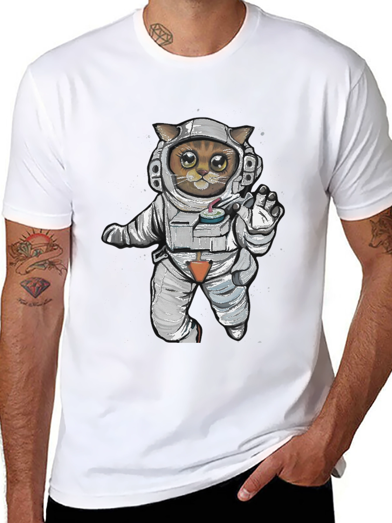 Astronaut Cat Graphic Tee