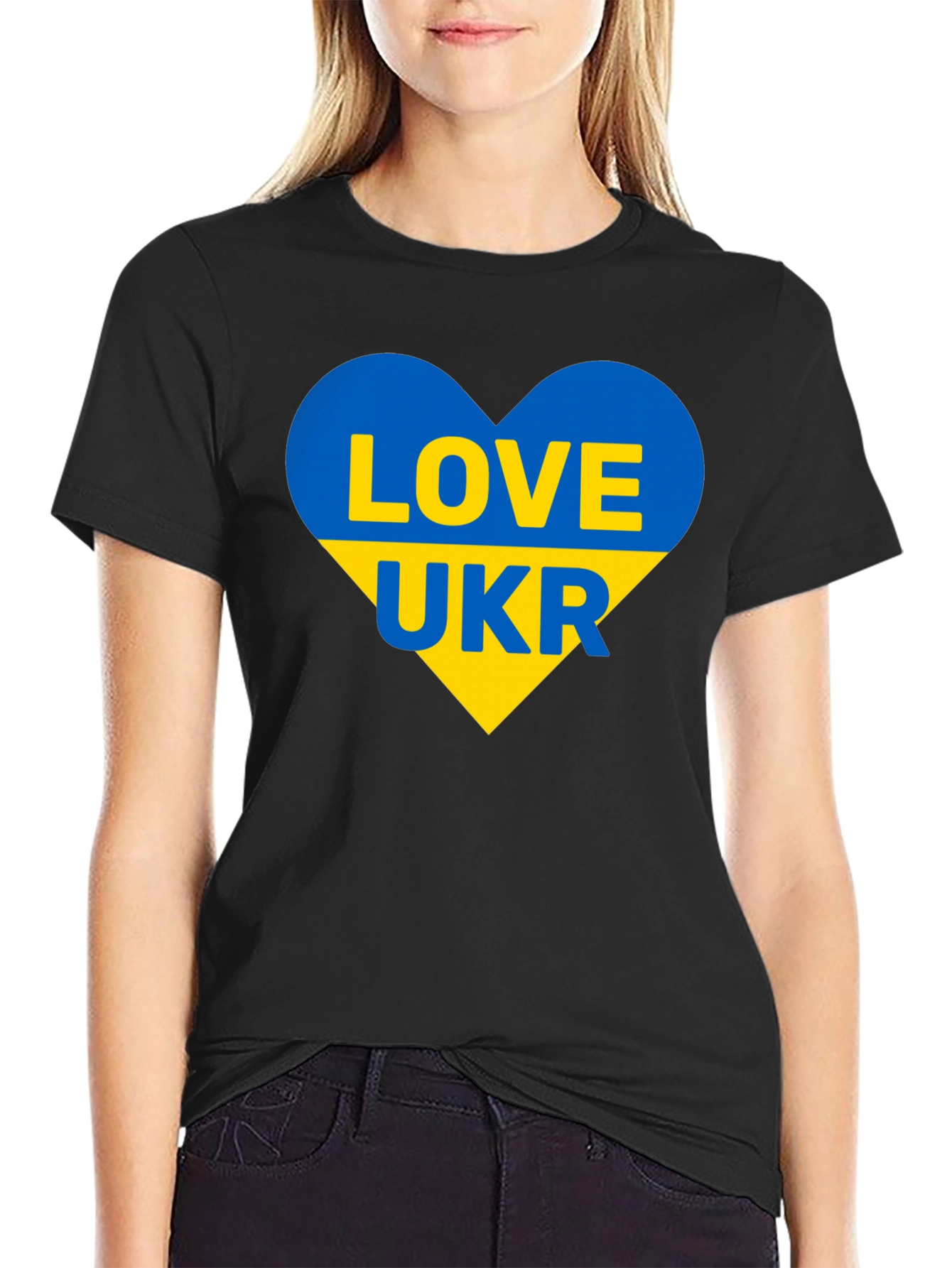 Love Ukraine T-Shirt - Heart Flag Design