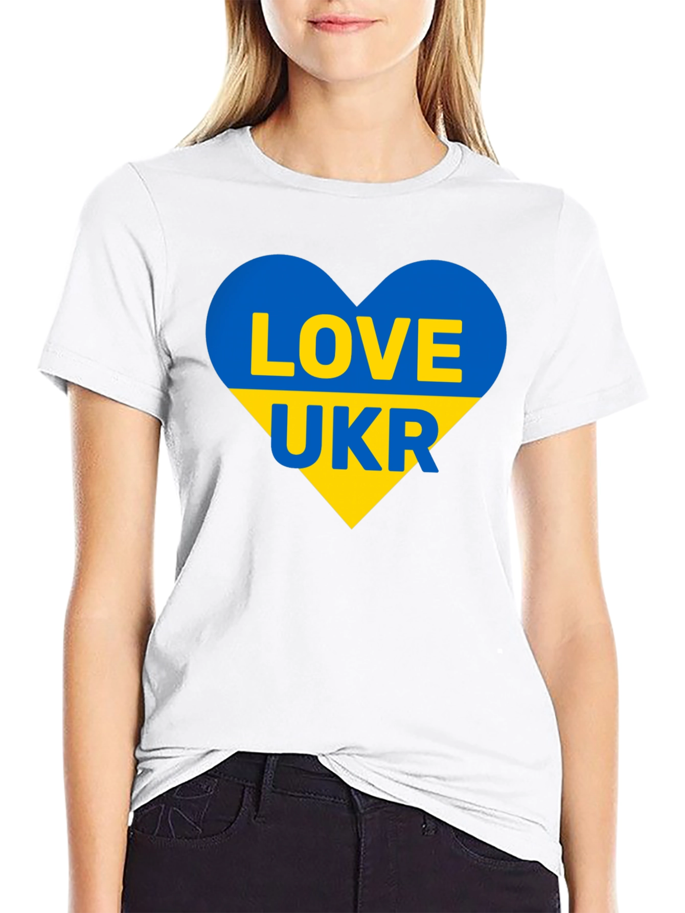 Love Ukraine T-Shirt - Heart Flag Design