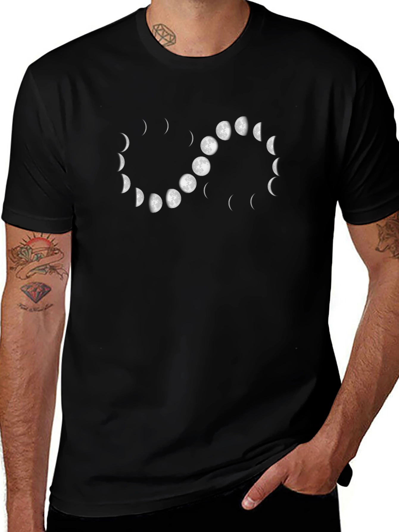 Phases of the Moon Black Graphic Tee