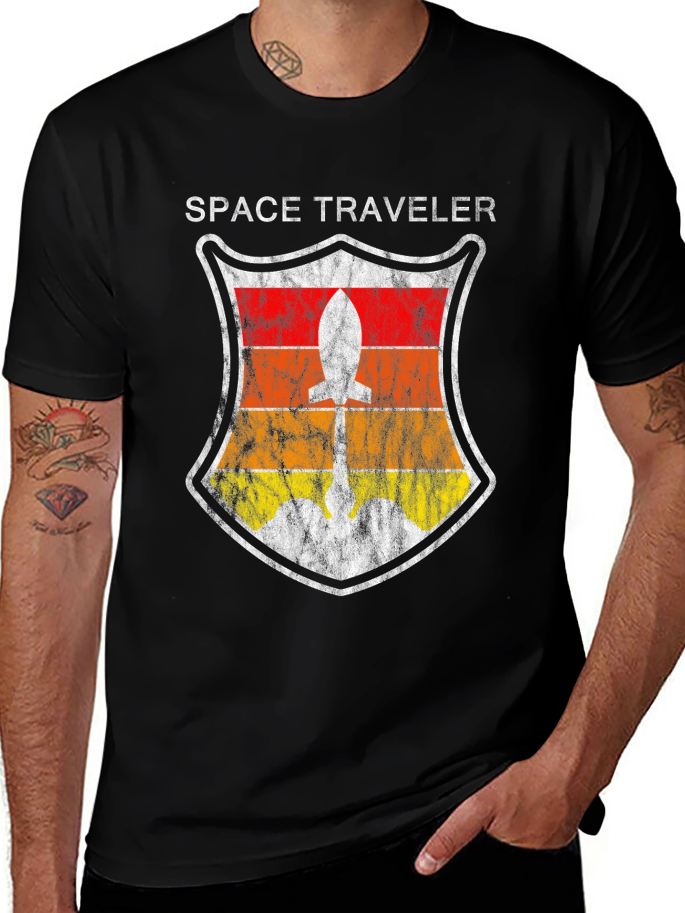Space Traveler Retro Rocket T-Shirt